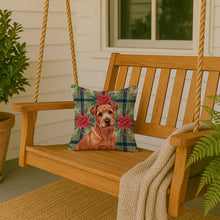 Load image into Gallery viewer, Red Norfolk Terrier Christmas PoinsettIas Throw Pillow