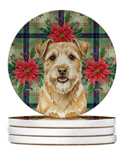 Load image into Gallery viewer, Wheaten Norfolk Terrier Christmas PoinsettIas Large Sandstone Coasters Pack of 4
