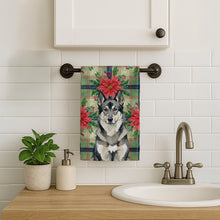 Load image into Gallery viewer, Norwegian Elkhound Christmas PoinsettIas Kitchen Towel