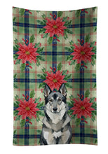 Load image into Gallery viewer, Norwegian Elkhound Christmas PoinsettIas Kitchen Towel