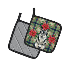 Load image into Gallery viewer, Norwegian Elkhound Christmas PoinsettIas Pair of Pot Holders