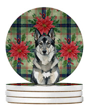 Load image into Gallery viewer, Norwegian Elkhound Christmas PoinsettIas Large Sandstone Coasters Pack of 4