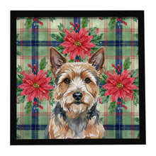 Load image into Gallery viewer, Norwich Terrier Christmas PoinsettIas Framed Metal Print