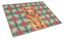 Load image into Gallery viewer, Copper Nova Scotia Duck Tolling Retriever Christmas PoinsettIas Glass Cutting Board