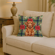 Load image into Gallery viewer, Copper Nova Scotia Duck Tolling Retriever Christmas PoinsettIas Throw Pillow