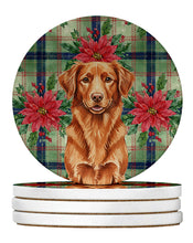 Load image into Gallery viewer, Copper Nova Scotia Duck Tolling Retriever Christmas PoinsettIas Large Sandstone Coasters Pack of 4
