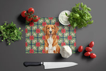 Load image into Gallery viewer, Orange Nova Scotia Duck Tolling Retriever Christmas PoinsettIas Glass Cutting Board