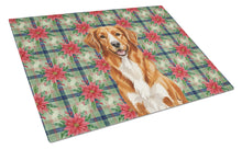 Load image into Gallery viewer, Orange Nova Scotia Duck Tolling Retriever Christmas PoinsettIas Glass Cutting Board