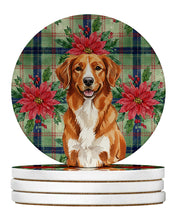 Load image into Gallery viewer, Orange Nova Scotia Duck Tolling Retriever Christmas PoinsettIas Large Sandstone Coasters Pack of 4