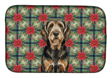 Load image into Gallery viewer, Black and Tan Otterhound Christmas PoinsettIas Dish Drying Mat