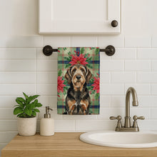 Load image into Gallery viewer, Black and Tan Otterhound Christmas PoinsettIas Kitchen Towel