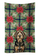 Load image into Gallery viewer, Black and Tan Otterhound Christmas PoinsettIas Kitchen Towel