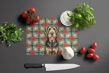 Load image into Gallery viewer, Black and Tan Otterhound Christmas PoinsettIas Glass Cutting Board