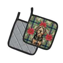 Load image into Gallery viewer, Black and Tan Otterhound Christmas PoinsettIas Pair of Pot Holders