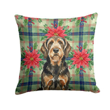 Load image into Gallery viewer, Black and Tan Otterhound Christmas PoinsettIas Throw Pillow