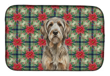 Load image into Gallery viewer, Grizzle and Tan Otterhound Christmas PoinsettIas Dish Drying Mat