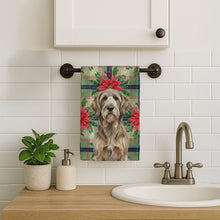 Load image into Gallery viewer, Grizzle and Tan Otterhound Christmas PoinsettIas Kitchen Towel