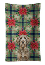 Load image into Gallery viewer, Grizzle and Tan Otterhound Christmas PoinsettIas Kitchen Towel
