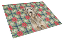 Load image into Gallery viewer, Grizzle and Tan Otterhound Christmas PoinsettIas Glass Cutting Board