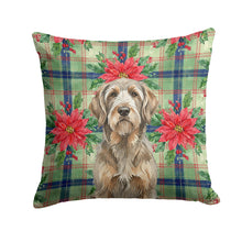 Load image into Gallery viewer, Grizzle and Tan Otterhound Christmas PoinsettIas Throw Pillow