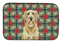 Load image into Gallery viewer, Wheaten and Tan Otterhound Christmas PoinsettIas Dish Drying Mat