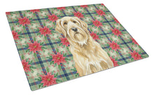 Load image into Gallery viewer, Wheaten and Tan Otterhound Christmas PoinsettIas Glass Cutting Board