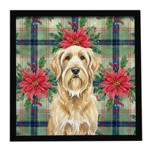 Load image into Gallery viewer, Wheaten and Tan Otterhound Christmas PoinsettIas Framed Metal Print