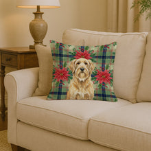 Load image into Gallery viewer, Wheaten and Tan Otterhound Christmas PoinsettIas Throw Pillow
