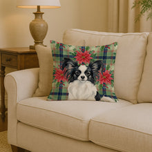 Load image into Gallery viewer, Black and White Papillon Christmas PoinsettIas Throw Pillow