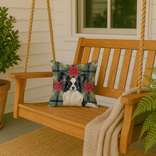Load image into Gallery viewer, Black and White Papillon Christmas PoinsettIas Throw Pillow