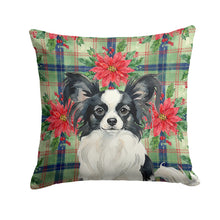 Load image into Gallery viewer, Black and White Papillon Christmas PoinsettIas Throw Pillow