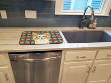 Load image into Gallery viewer, Lemon and White Papillon Christmas PoinsettIas Dish Drying Mat