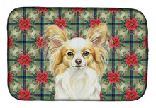 Load image into Gallery viewer, Lemon and White Papillon Christmas PoinsettIas Dish Drying Mat