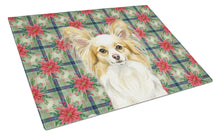 Load image into Gallery viewer, Lemon and White Papillon Christmas PoinsettIas Glass Cutting Board