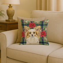 Load image into Gallery viewer, Lemon and White Papillon Christmas PoinsettIas Throw Pillow