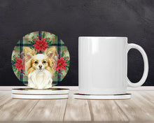 Load image into Gallery viewer, Lemon and White Papillon Christmas PoinsettIas Large Sandstone Coasters Pack of 4