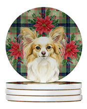 Load image into Gallery viewer, Lemon and White Papillon Christmas PoinsettIas Large Sandstone Coasters Pack of 4