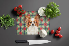 Load image into Gallery viewer, White with Red Papillon Christmas PoinsettIas Glass Cutting Board
