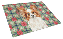 Load image into Gallery viewer, White with Red Papillon Christmas PoinsettIas Glass Cutting Board