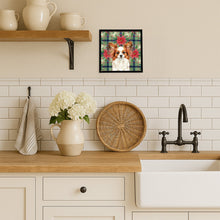 Load image into Gallery viewer, White with Red Papillon Christmas PoinsettIas Framed Metal Print