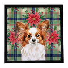 Load image into Gallery viewer, White with Red Papillon Christmas PoinsettIas Framed Metal Print