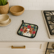 Load image into Gallery viewer, White with Red Papillon Christmas PoinsettIas Pair of Pot Holders
