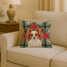 Load image into Gallery viewer, White with Red Papillon Christmas PoinsettIas Throw Pillow