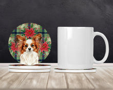 Load image into Gallery viewer, White with Red Papillon Christmas PoinsettIas Large Sandstone Coasters Pack of 4