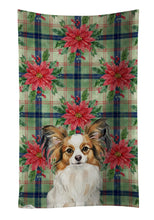 Load image into Gallery viewer, White with Sable Papillon Christmas PoinsettIas Kitchen Towel