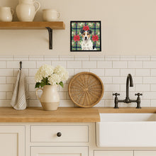 Load image into Gallery viewer, Parson Russell Terrier Christmas PoinsettIas Framed Metal Print
