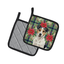 Load image into Gallery viewer, Parson Russell Terrier Christmas PoinsettIas Pair of Pot Holders