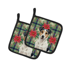 Load image into Gallery viewer, Parson Russell Terrier Christmas PoinsettIas Pair of Pot Holders