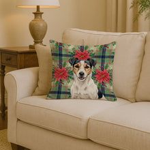 Load image into Gallery viewer, Parson Russell Terrier Christmas PoinsettIas Throw Pillow