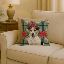 Load image into Gallery viewer, Parson Russell Terrier Christmas PoinsettIas Throw Pillow